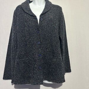 Kathie Lee Collection Black Multicolor Cardigan Sweater | Size 4/6